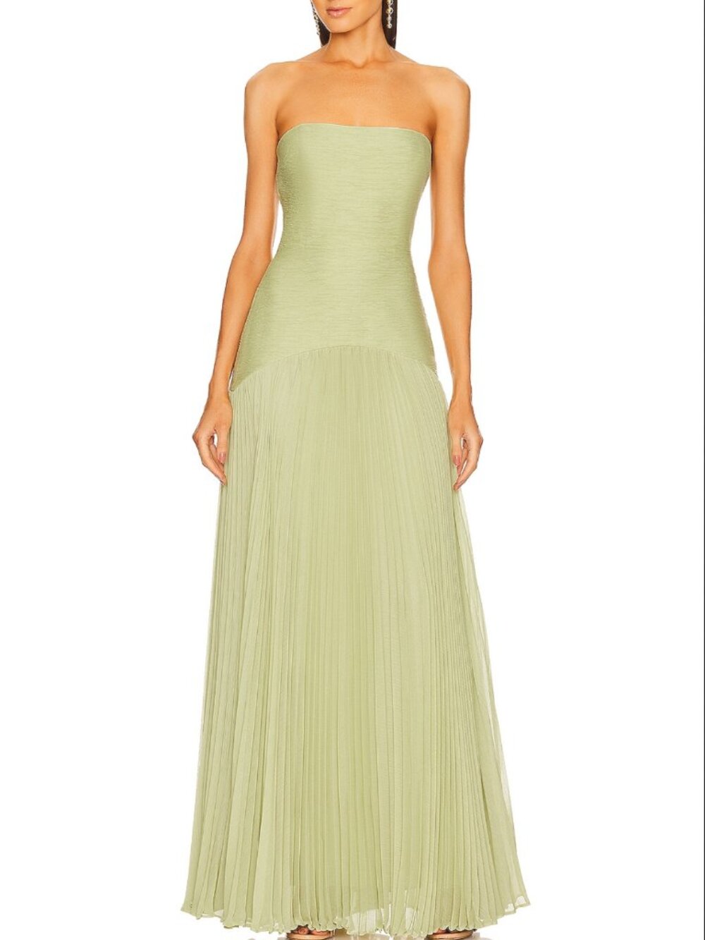 BEST Alexis Sunniva Maxi Dress Gown - Sage Pleated Party Cocktail Wedding - Picture 5 of 13
